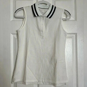 Tory Burch Performance Pleated Collar Sleeveless Polo